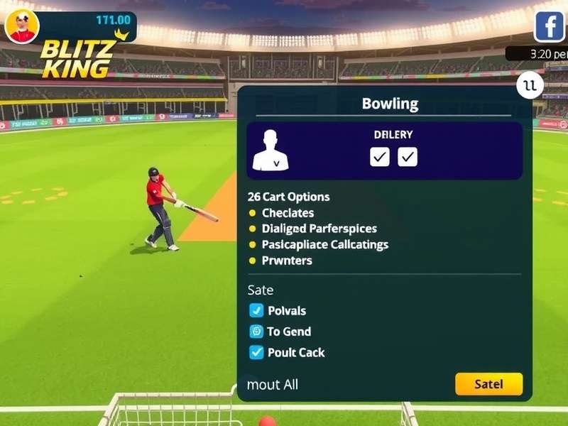 Cricket Blitz King gameplay screenshot showing batting action